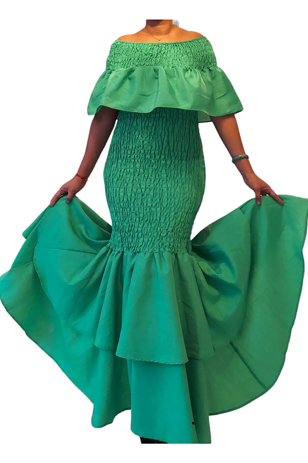 One Size Fits Most Kelly Green Mermaid Style Dress
