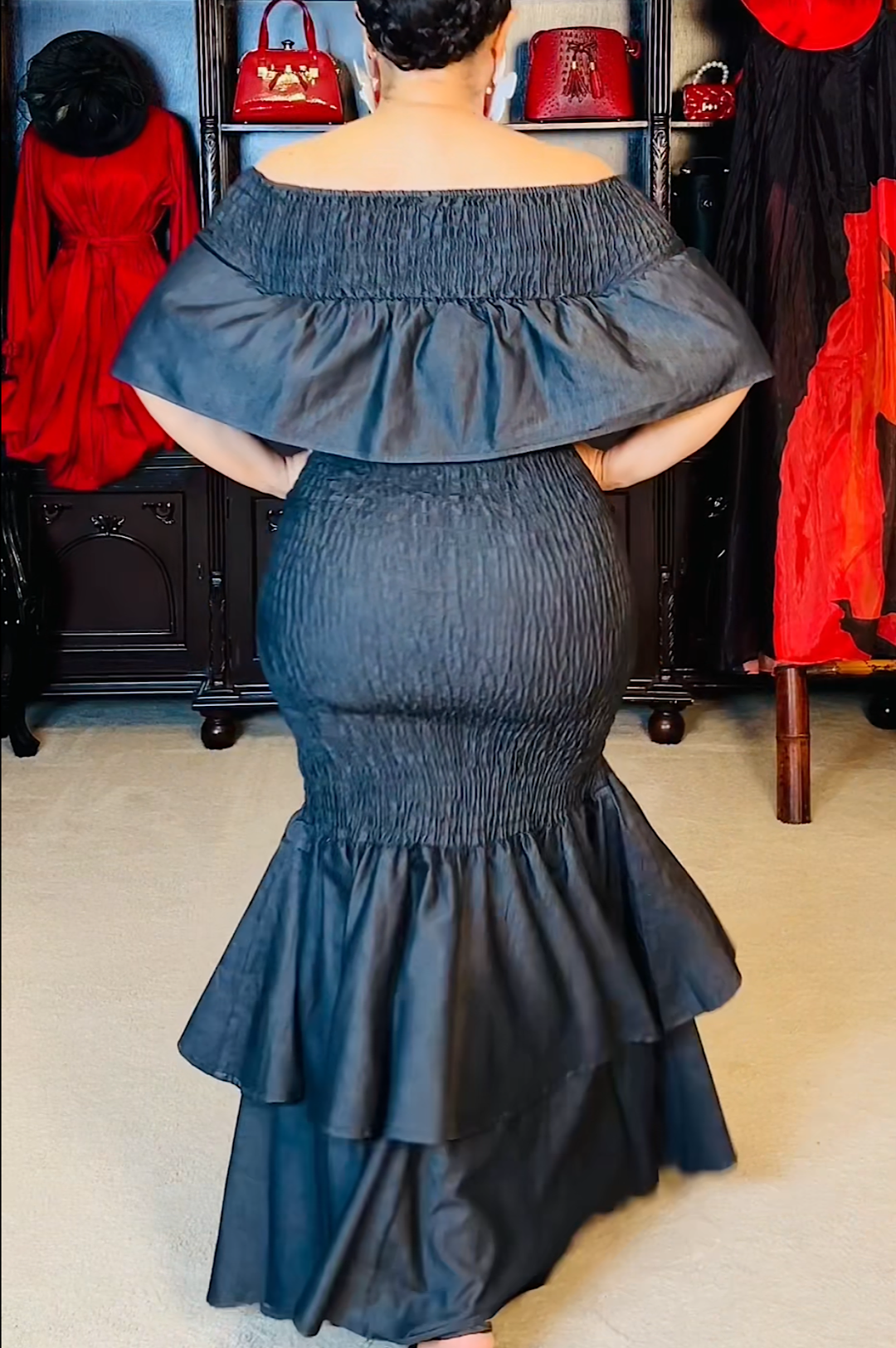 One Size Fits Most Dark Denim Style Mermaid Dress