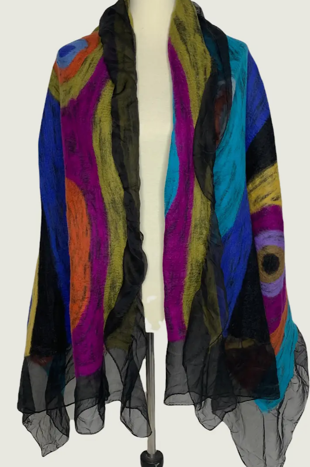 Blue Multi Color Abstract Print Wrap Scarf Shawl