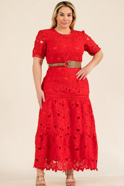 Red Long Lace Dress