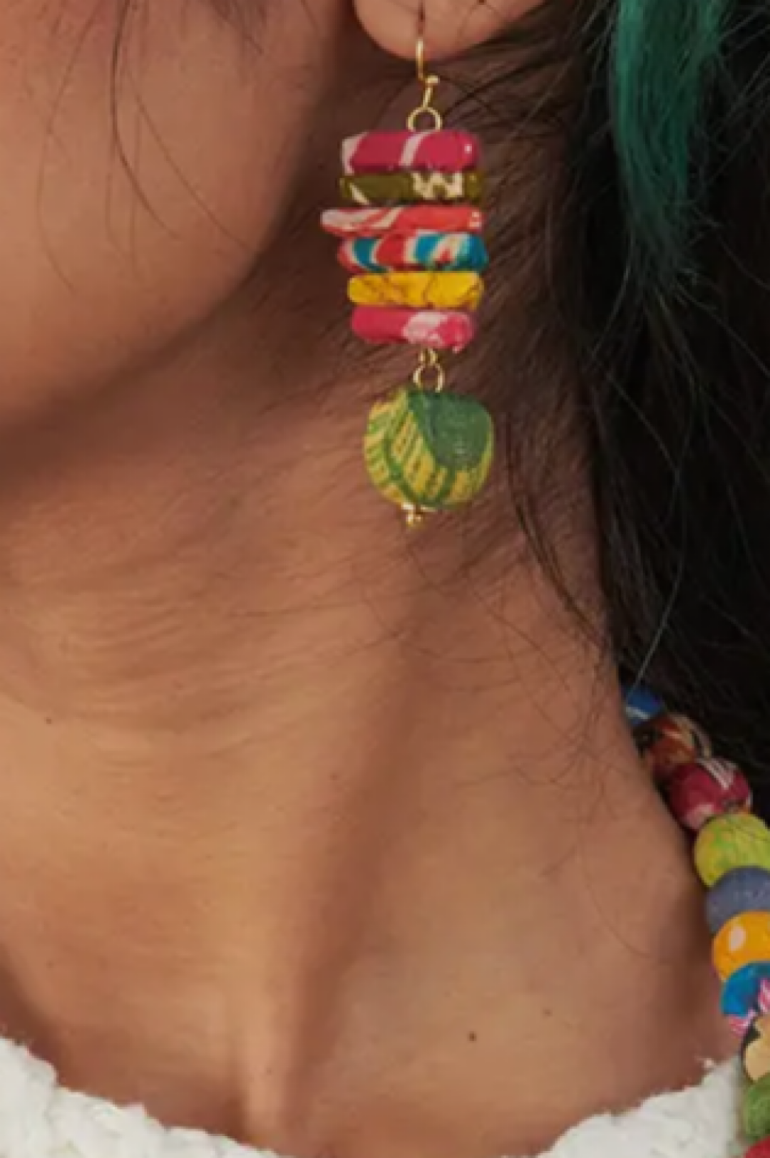 Stacked Colorful Bead Earrings