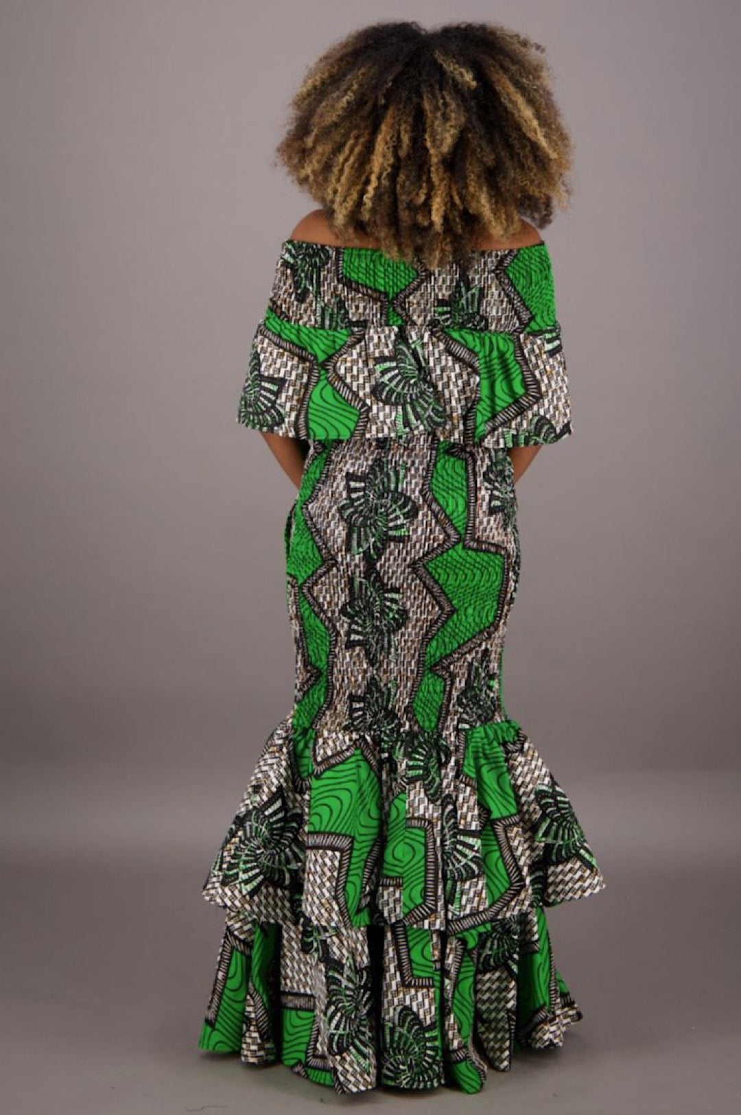 Green Print Mermaid Style Dress
