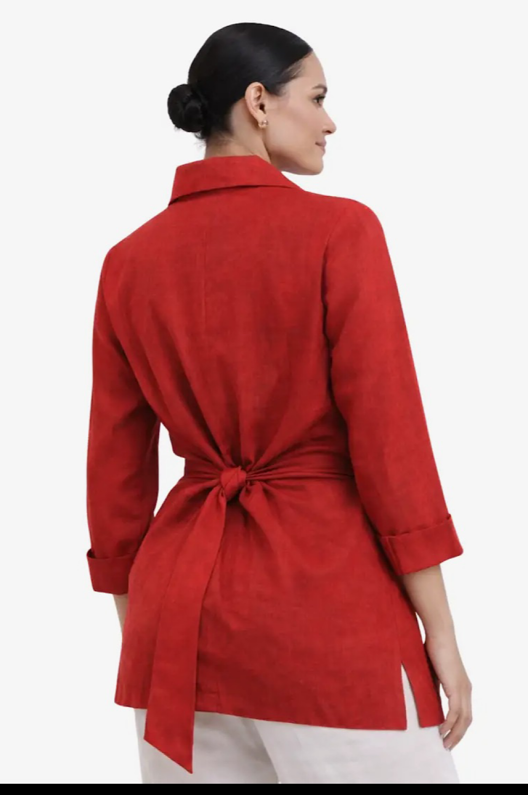 Red Linen 4 Ways To Wear Wrap Top