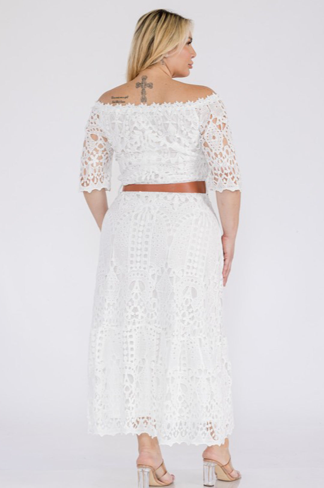 Off The Shoulder White Lace Dress