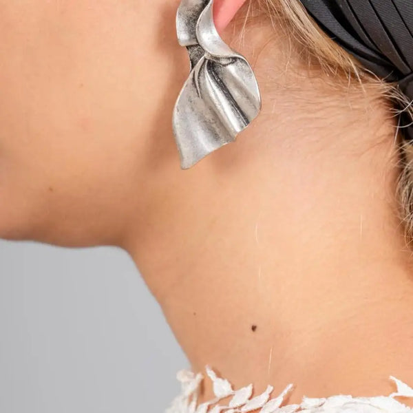 Silver Flat Wave Artisan Earrings