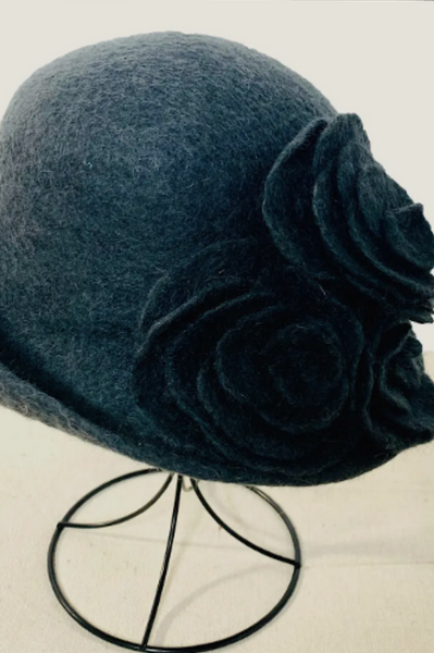 Grey Flower Detail Winter Hat