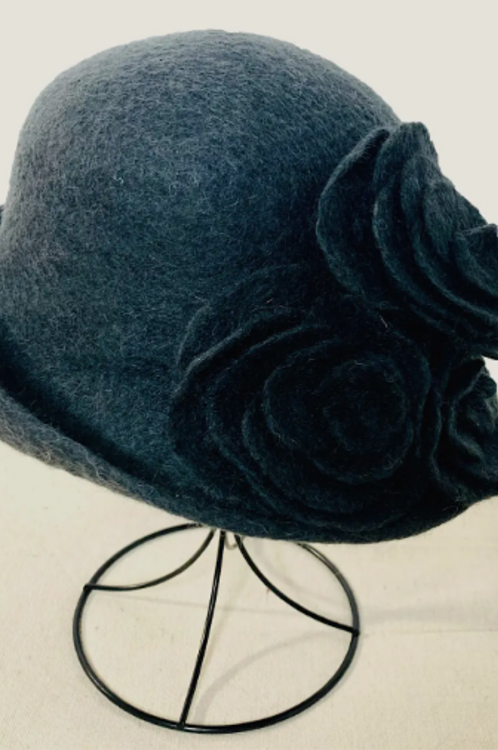 Grey Flower Detail Winter Hat