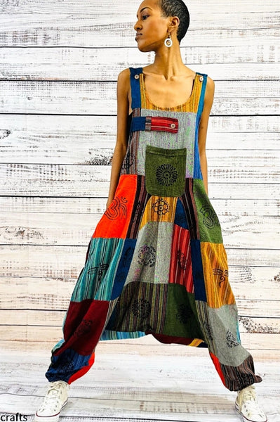 One Size Multi Color Patchwork Jumpsuit