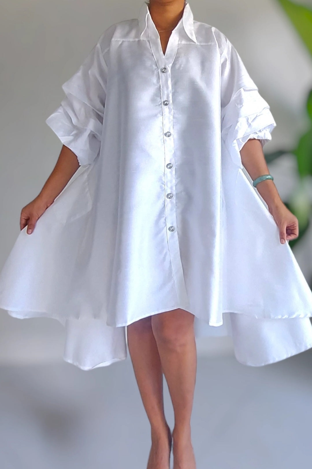 White Button Down One Size Dress Top