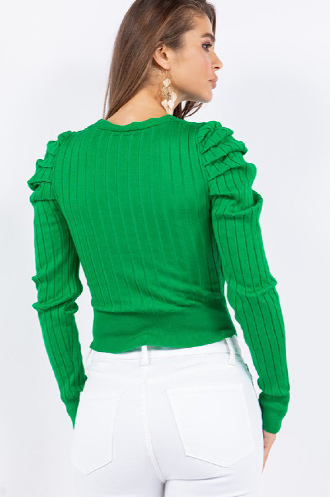 Green V- Neck Crop Top