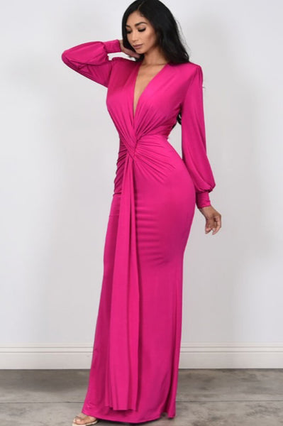 Pink Dark Magenta Long Dress