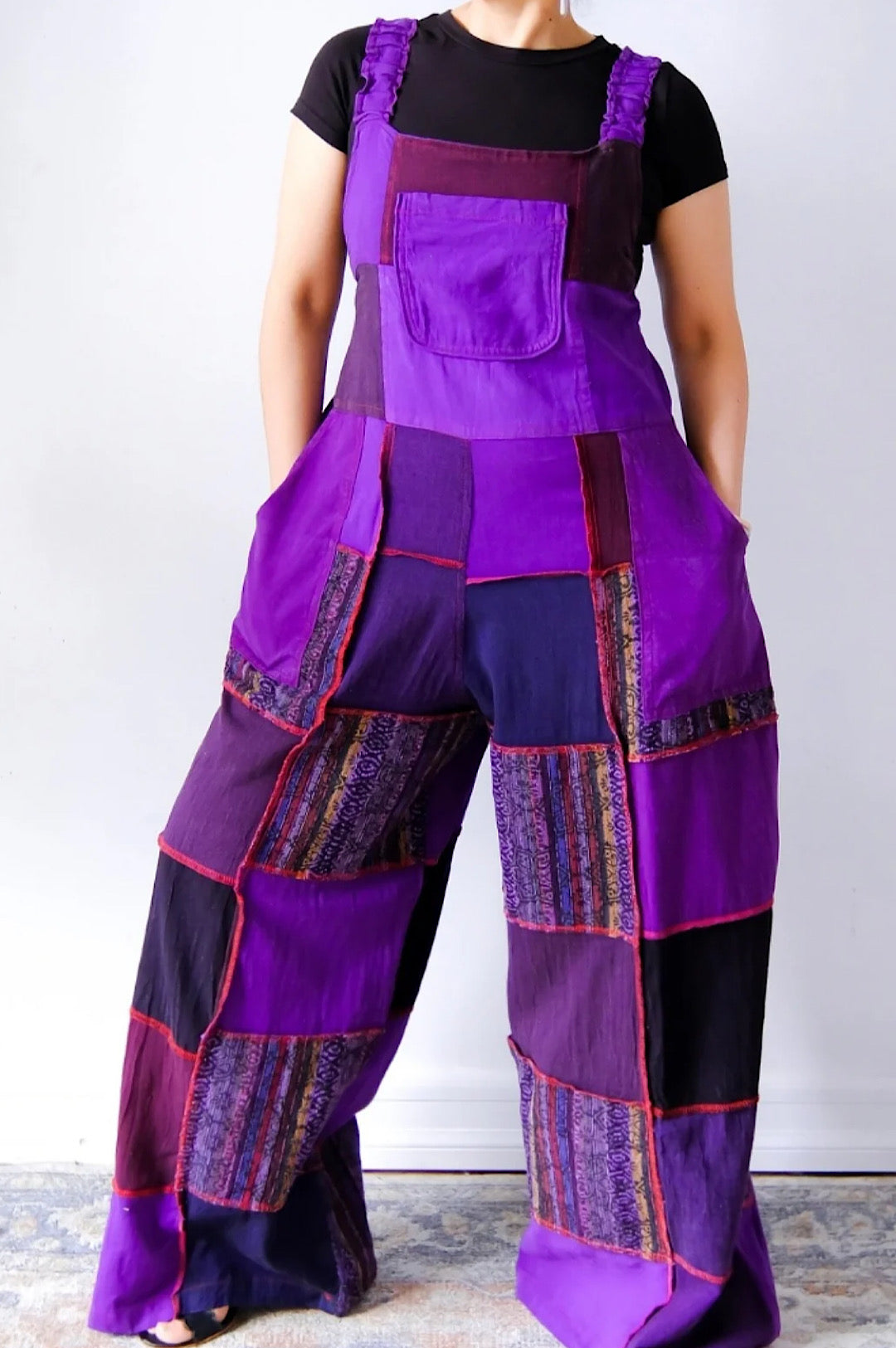 Purple Multi Color Patchwork Jumpsuit