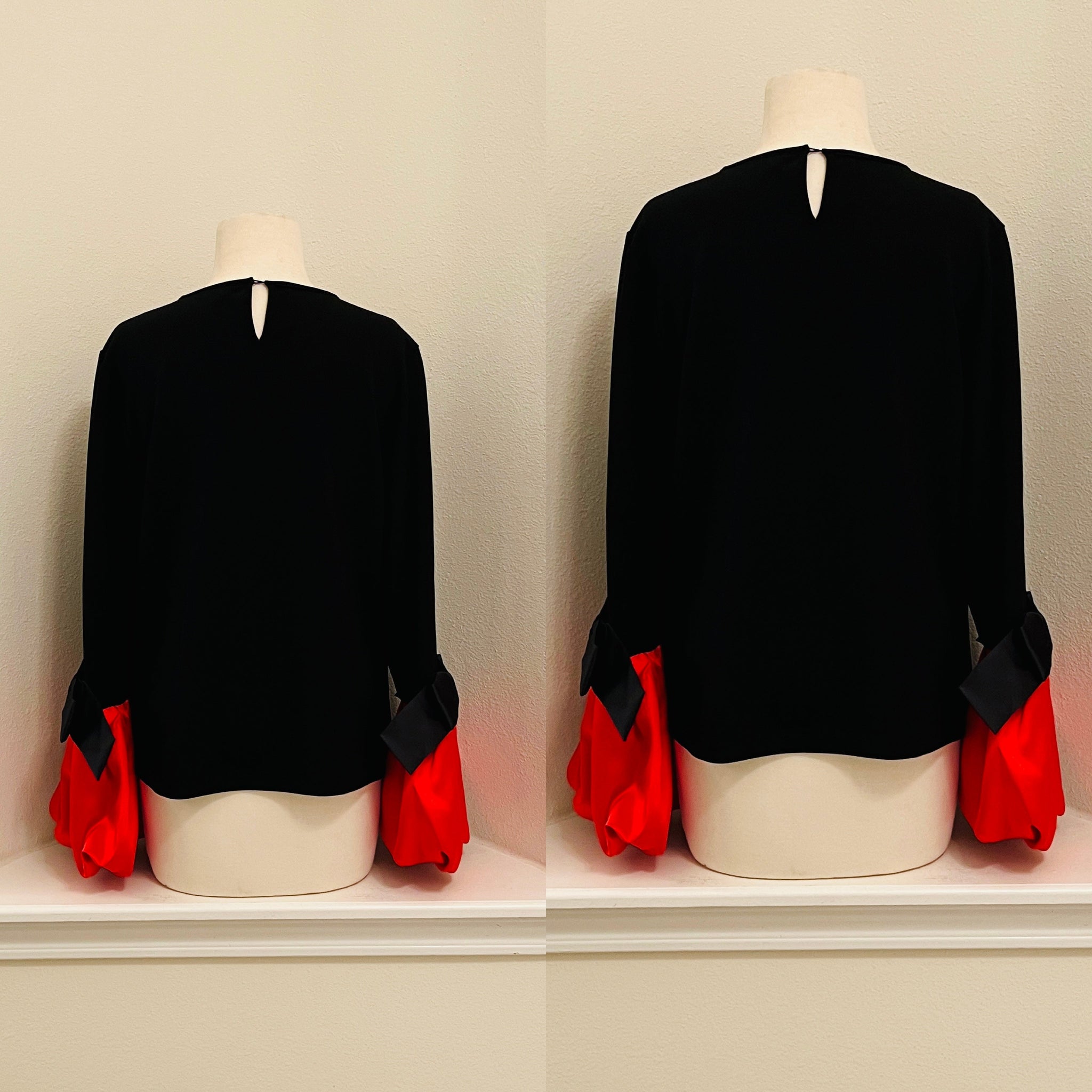 Black Red Puffy Sleeve Top
