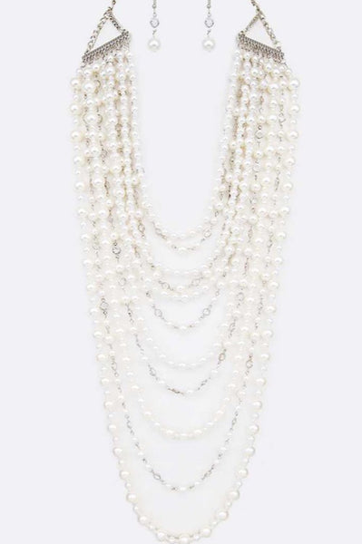 Layered Long Strand Pearl Necklace