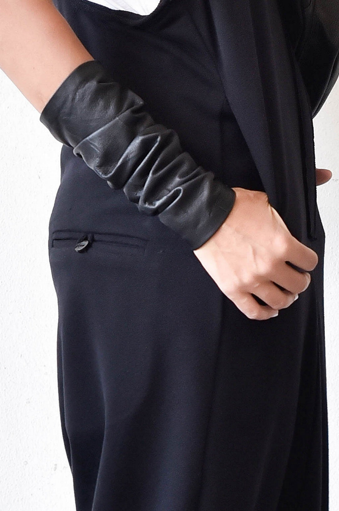 Black Genuine Leather Cuff Bracelet