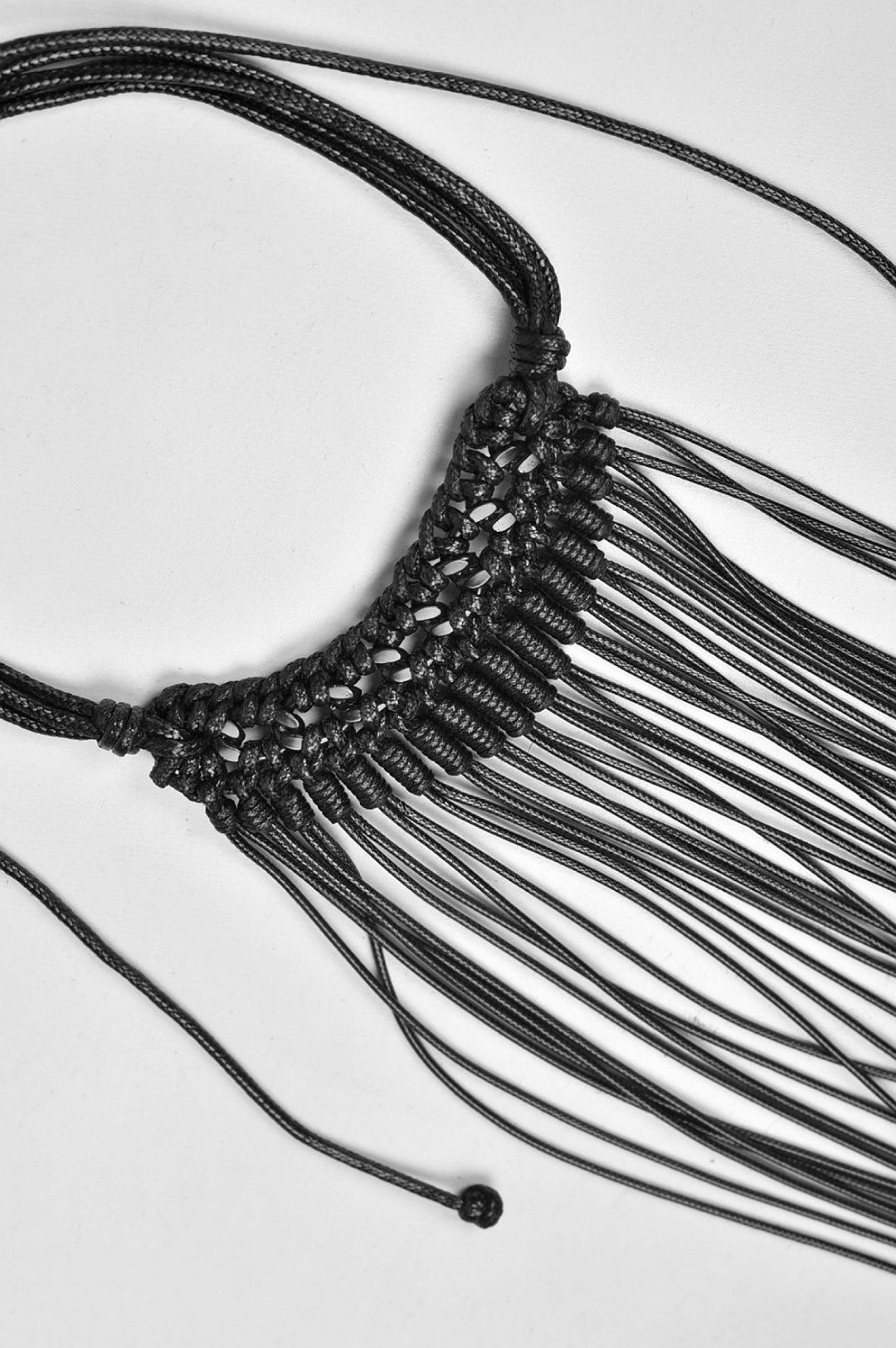 Black Long Genuine Leather Necklace