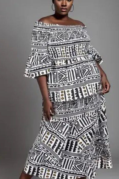 Black White Two Piece Skirt Set
