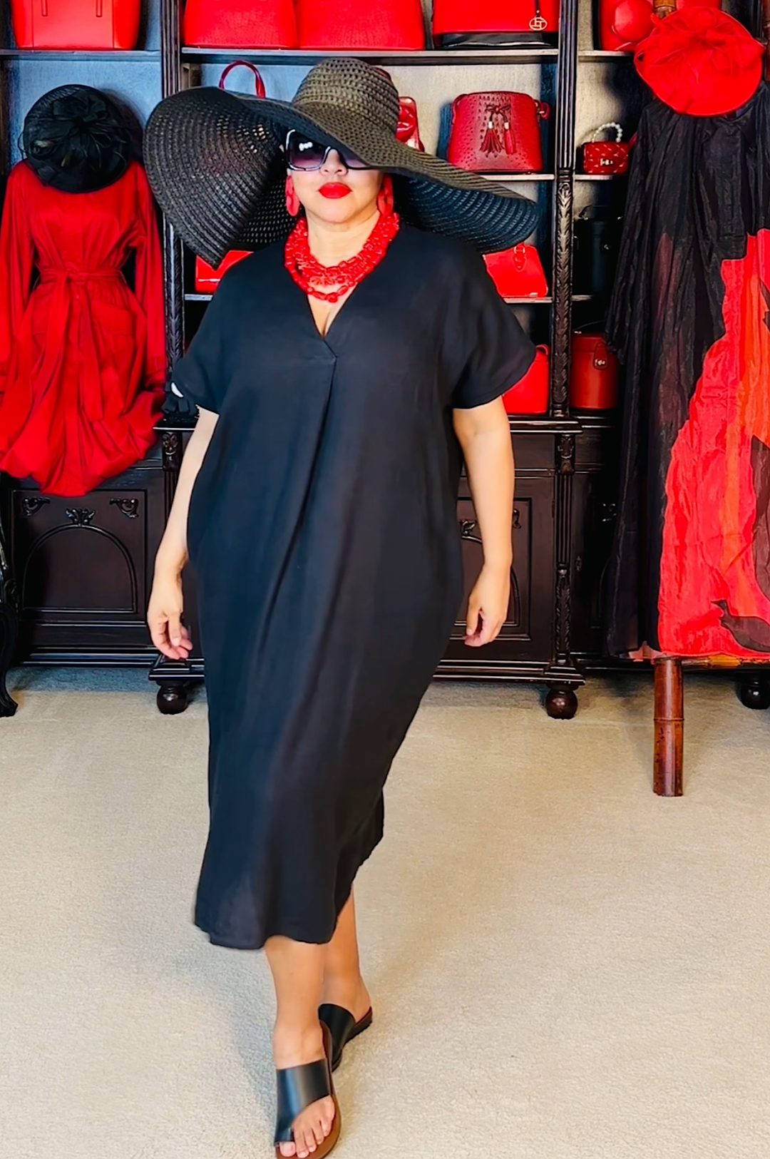 Beautiful Black Italian Linen Dress (7988600176814)