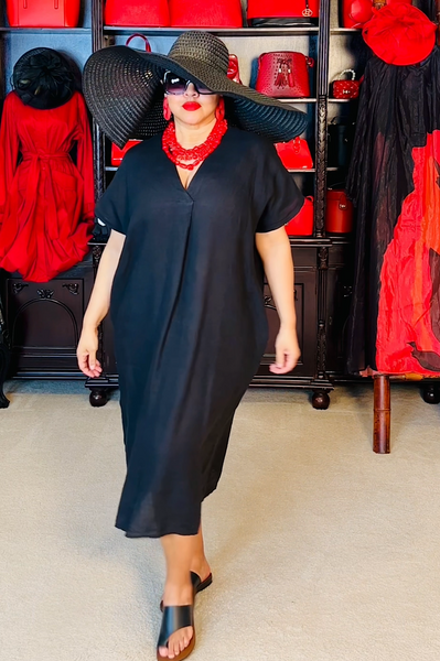 Beautiful Black Italian Linen Dress (7988600176814)