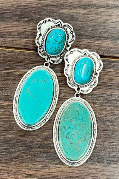 Flat Turquoise Earrings (7990377578670)