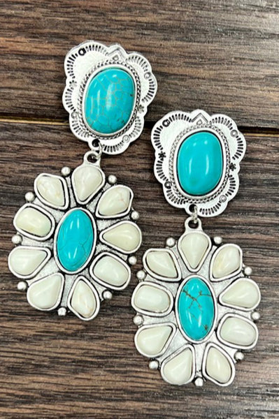 White Turquoise Navajo Earrings (7990380462254)