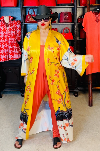 Yellow Multi Color Kimono Duster (7961125060782)