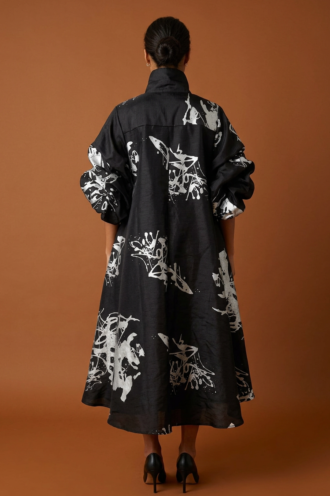 Orange Silver Print One Size Two Piece Set