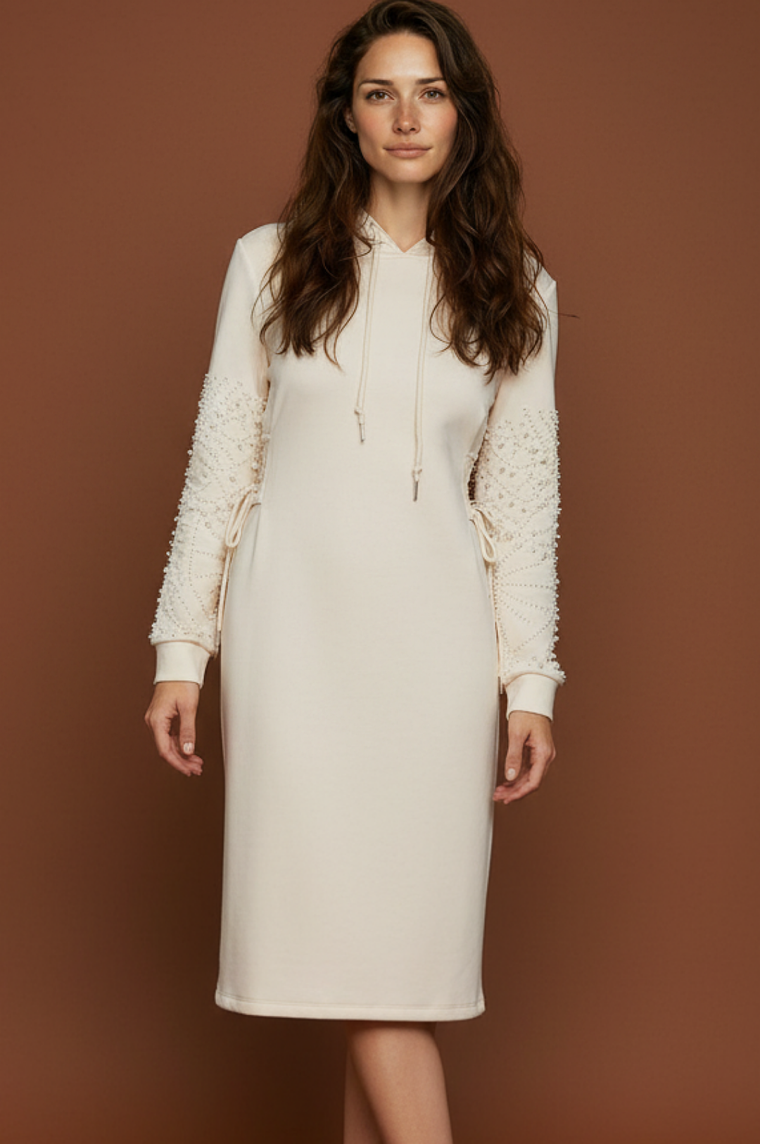 Ivory Pearl Hoodie Dress