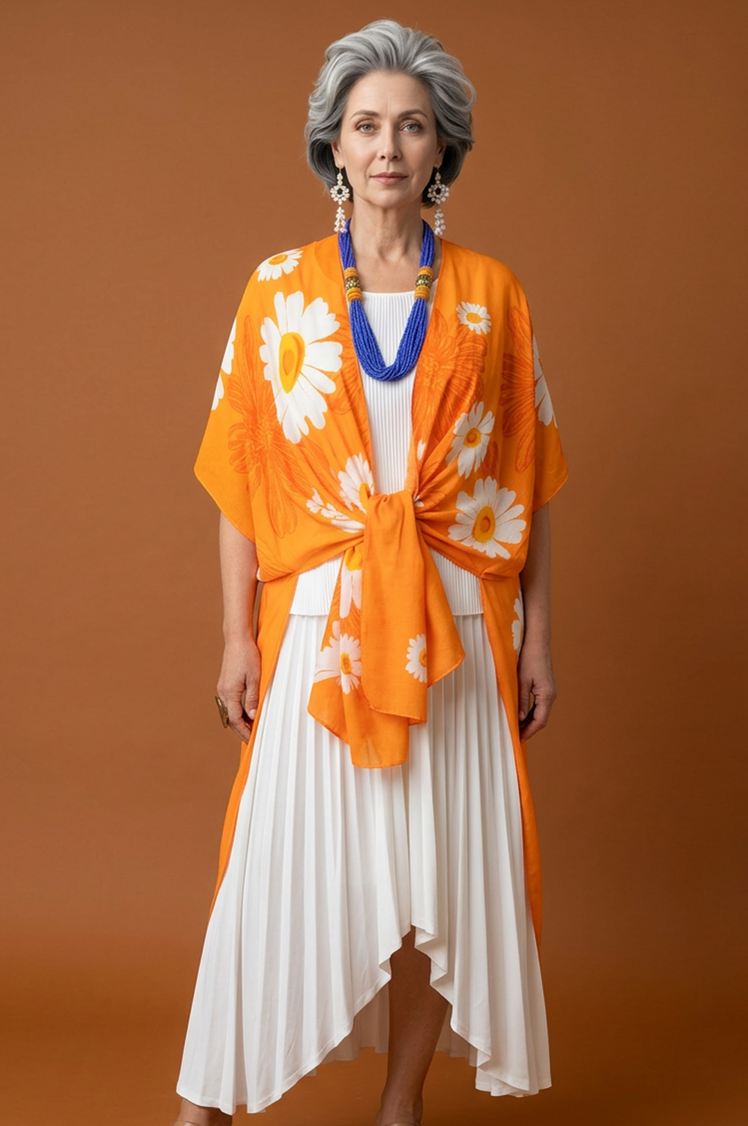 Orange One Size Fits All Light Weight Scarf Top