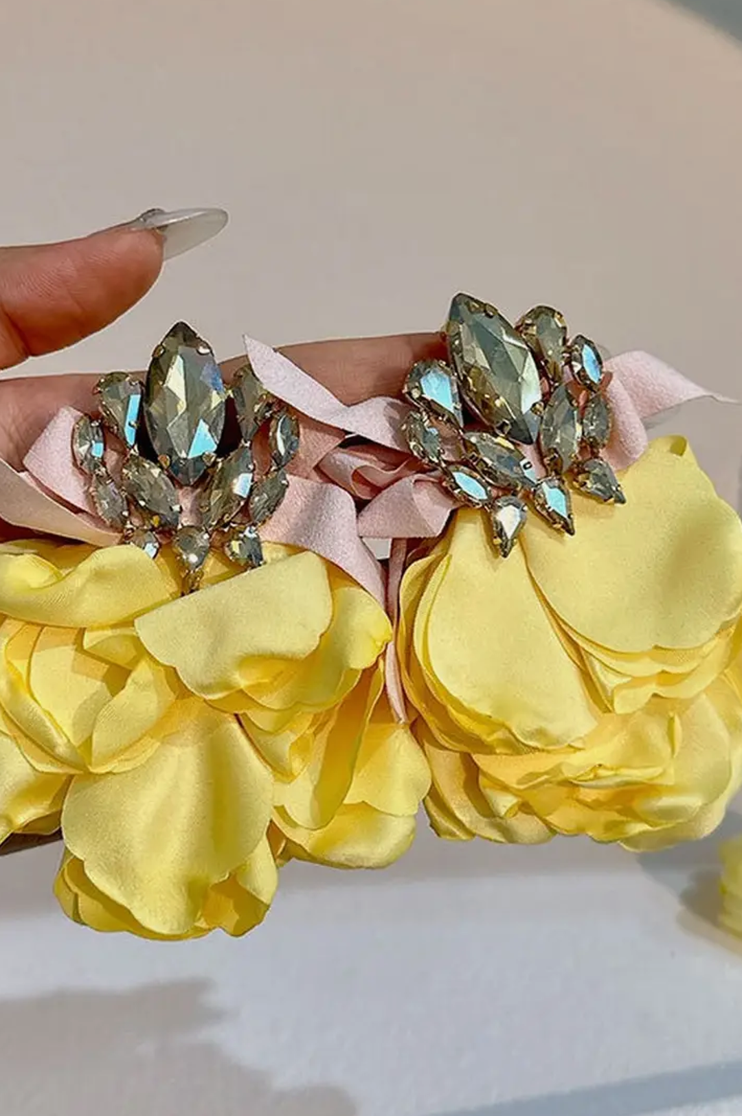 Blue Handmade Silky Petal Style Earrings