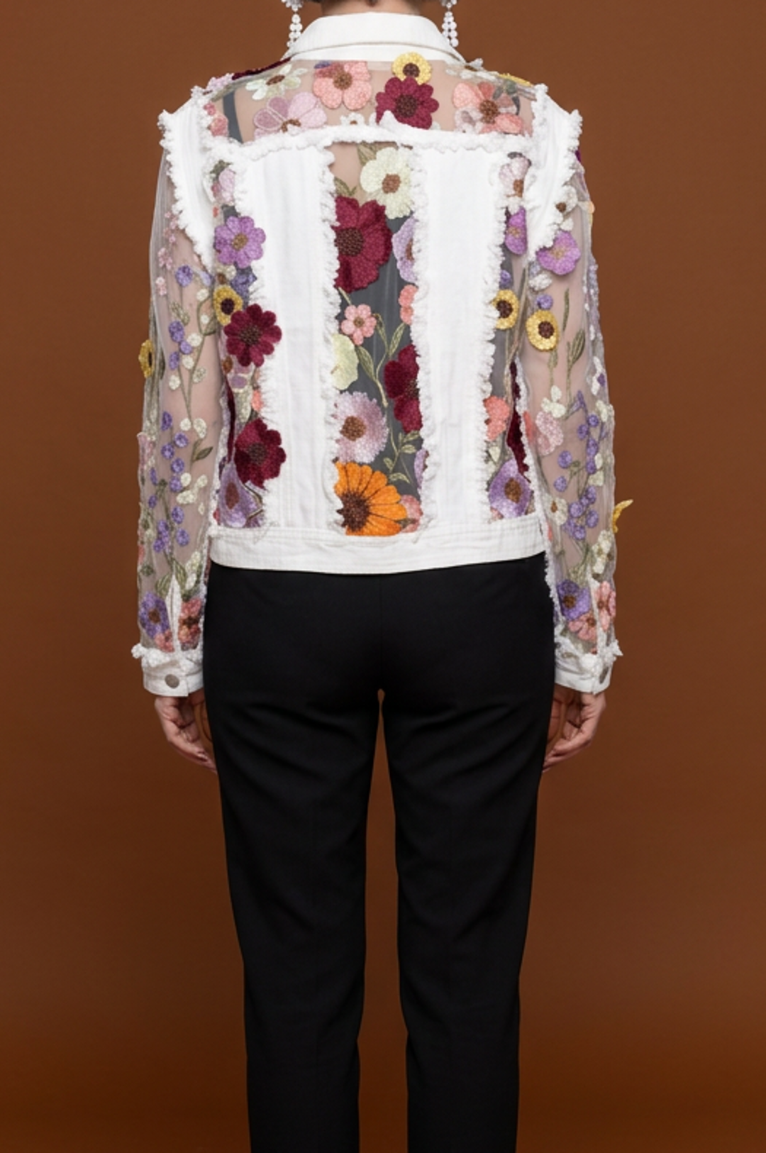 White Flower Pedal Detail Jacket