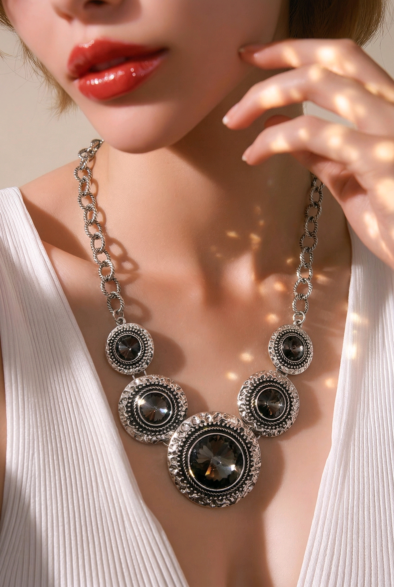 Crystal Silver Plated Necklace