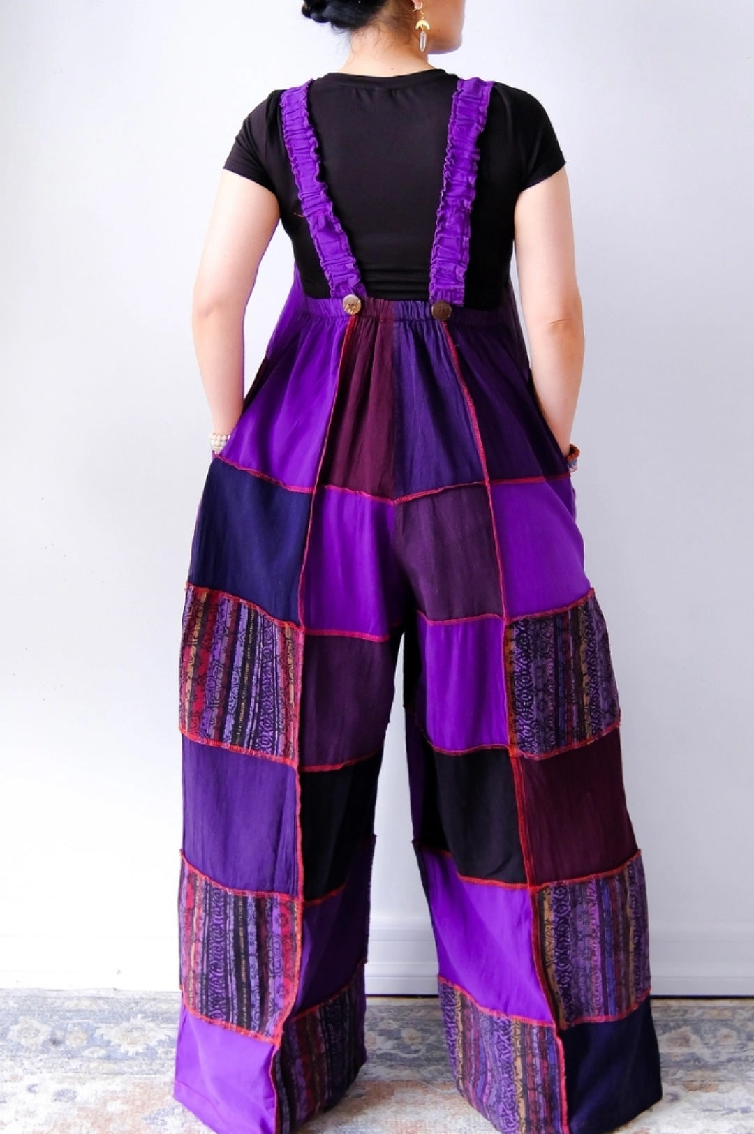 Purple Multi Color Patchwork Jumpsuit