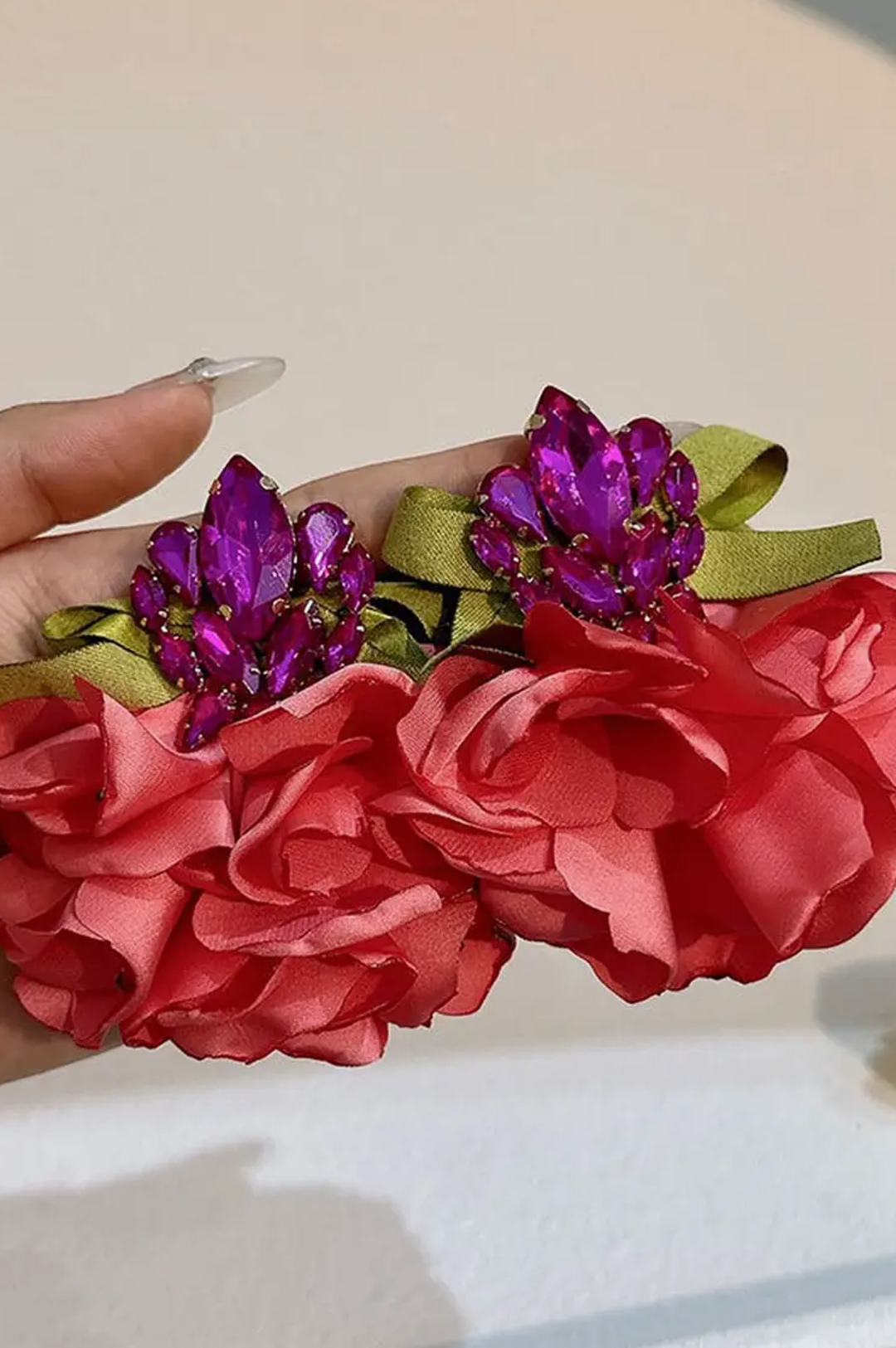 Blue Handmade Silky Petal Style Earrings