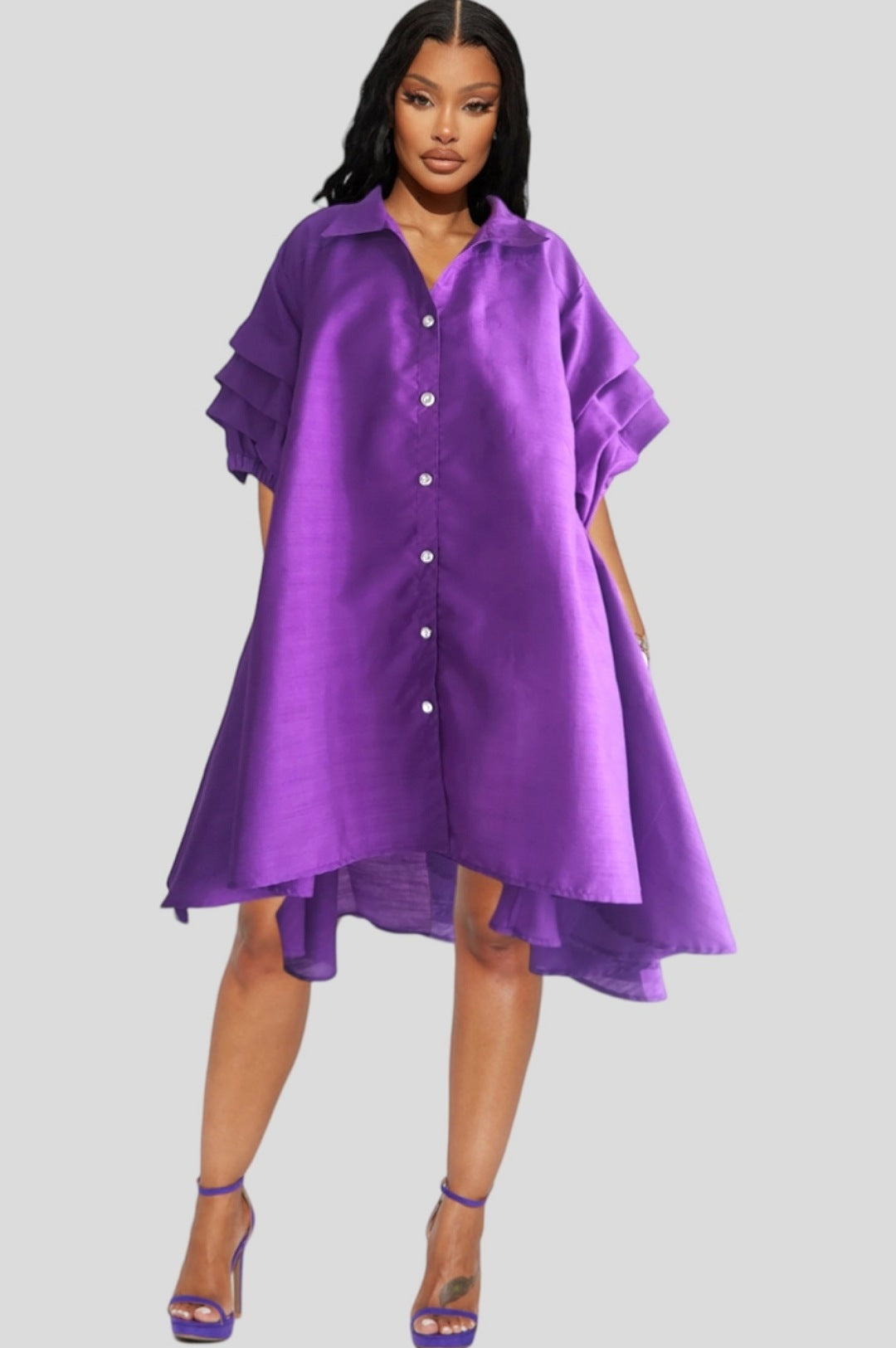 Purple Button Down One Size  Dress Top