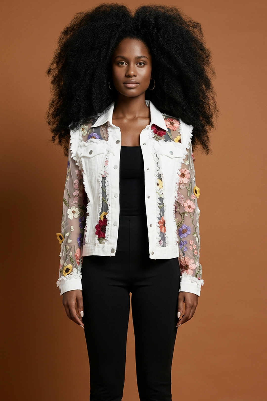 White Flower Pedal Detail Jacket
