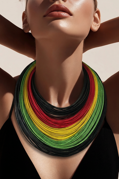 Multi Color Layered Necklace Earring Set