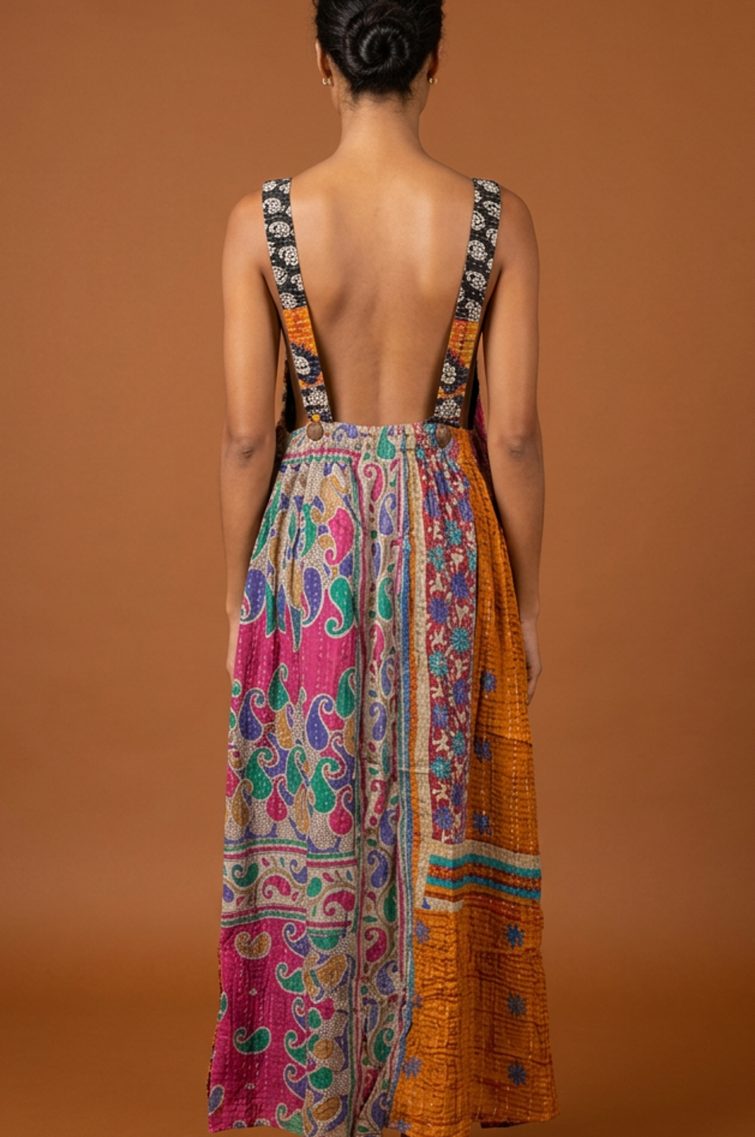 Plus Size Multi Color Patchwork Long Maxi Dress