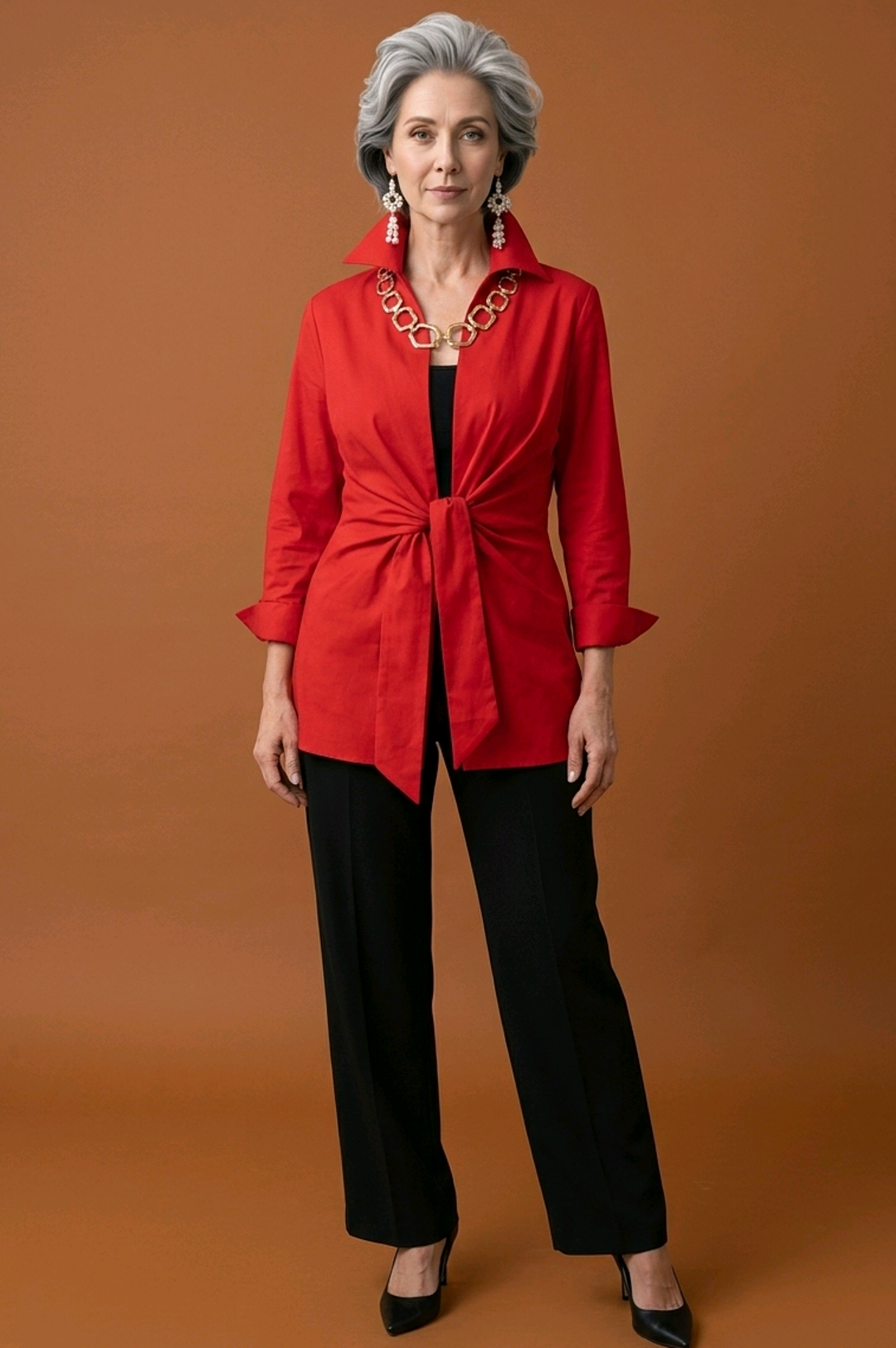 Red Linen 4 Ways To Wear Wrap Top
