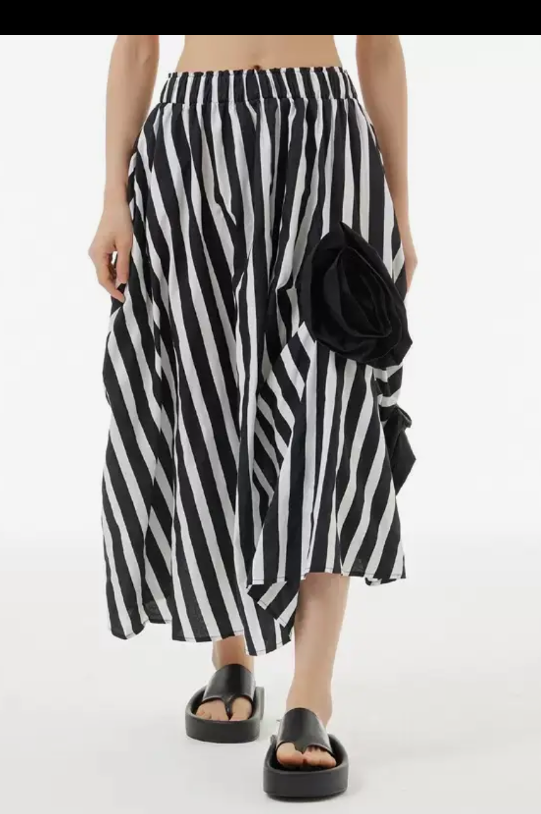 Black White Stripe Skirt