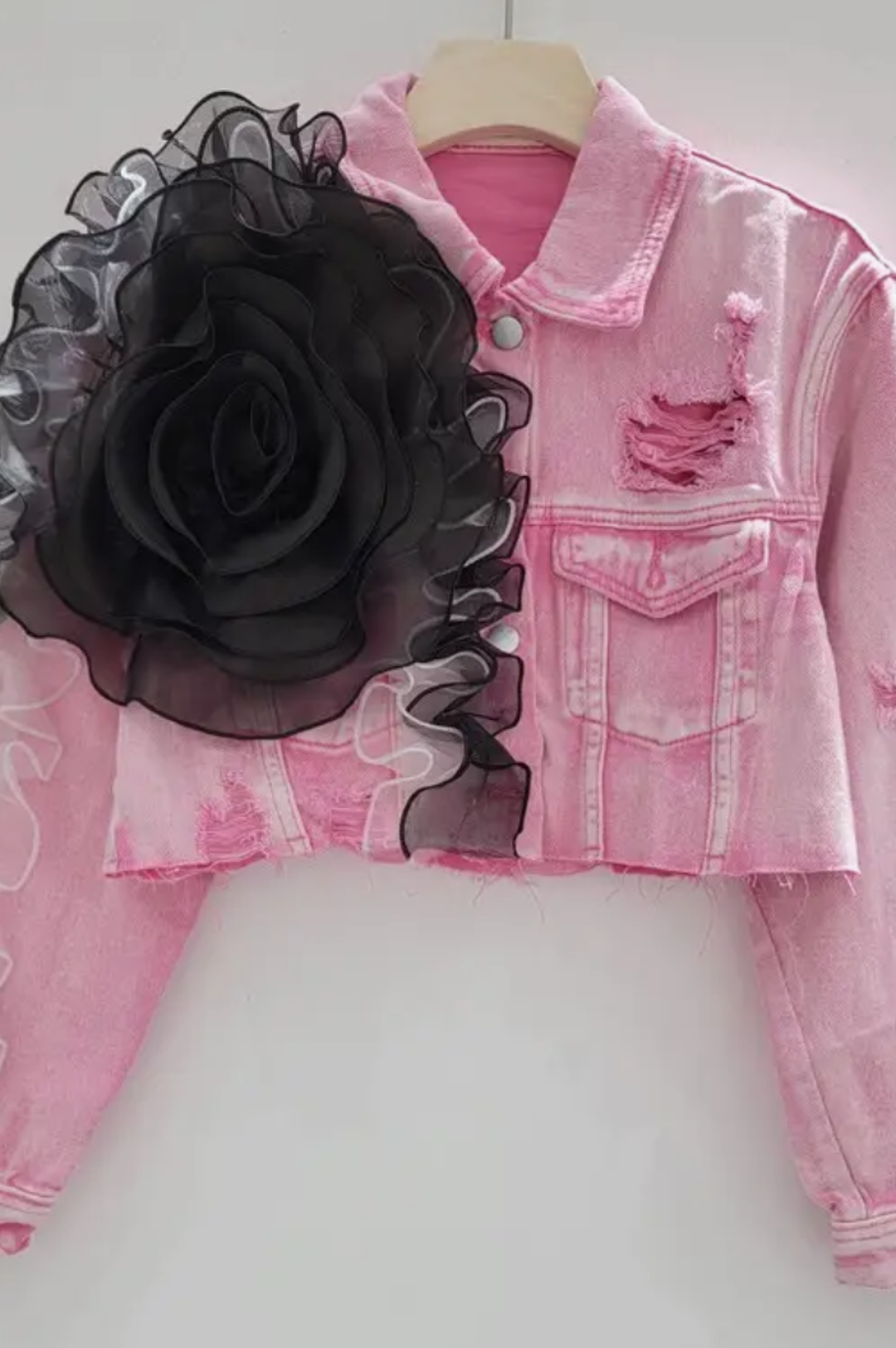 Pink Floral Fusion Cropped Jacket