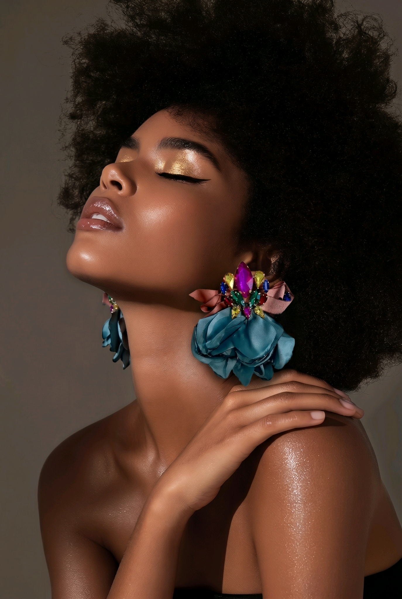 Blue Handmade Silky Petal Style Earrings