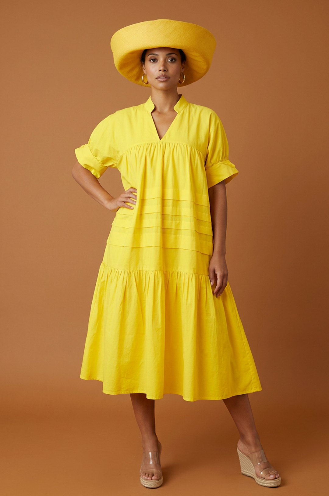 Yellow One Size Fits Most Loose Fitting Dress
