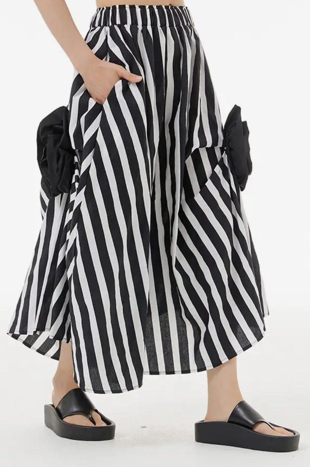 Black White Stripe Skirt