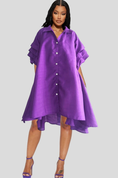 Purple Button Down One Size  Dress Top