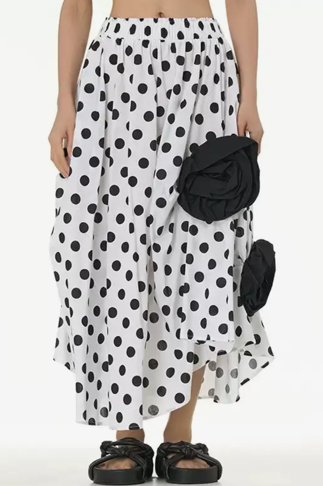 White Black Polka Dot Skirt