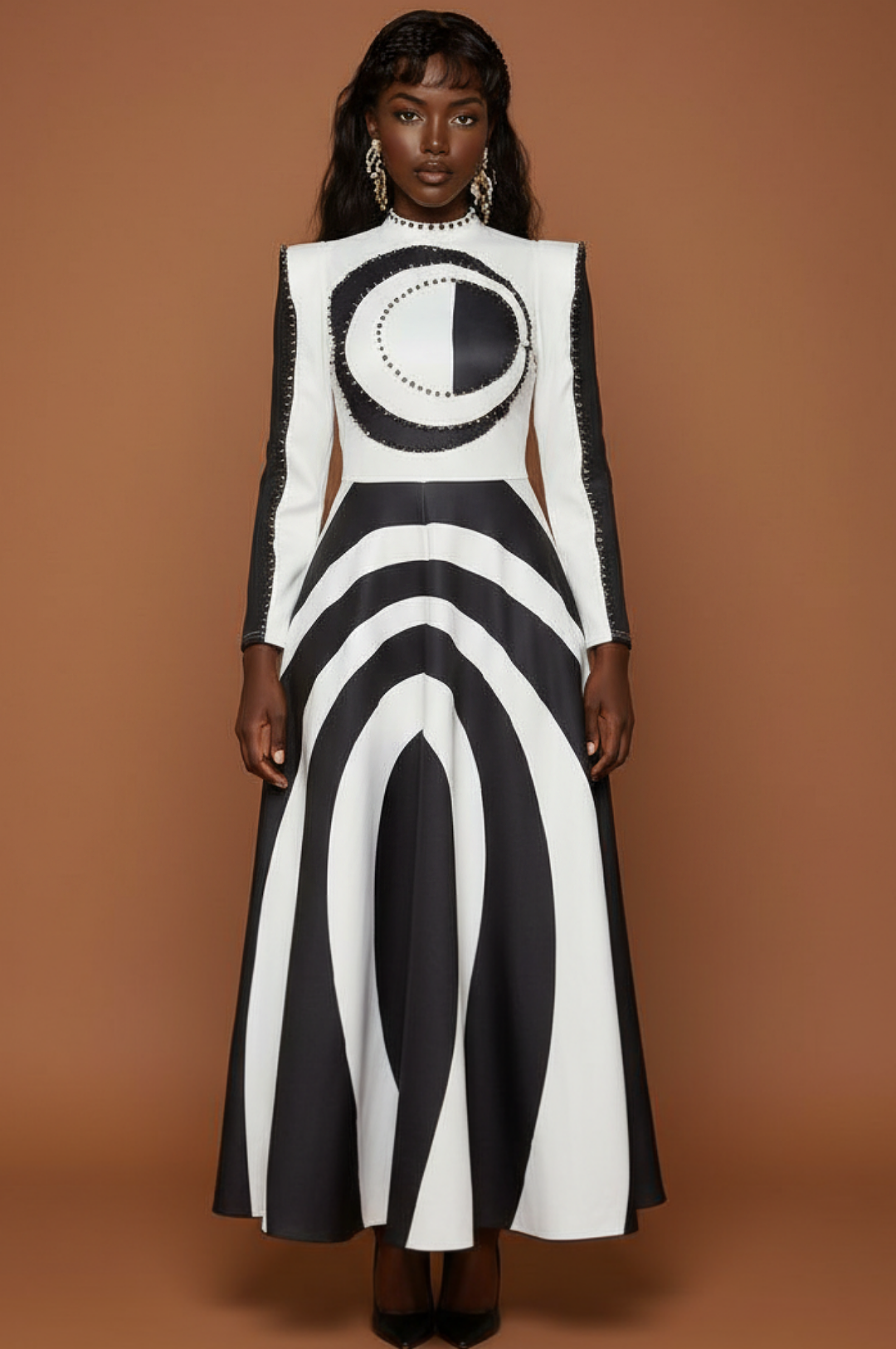 Black White Abstract Print Dress