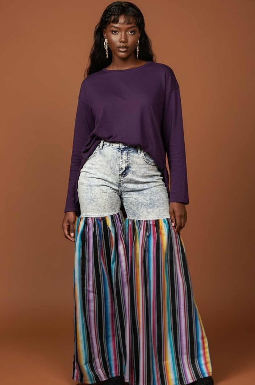 Distressed Light Denim Black Multi Color Palazzo Wide Leg Jeans