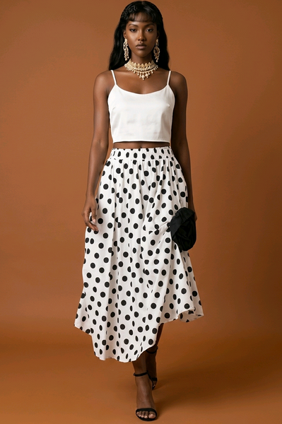 White Black Polka Dot Skirt
