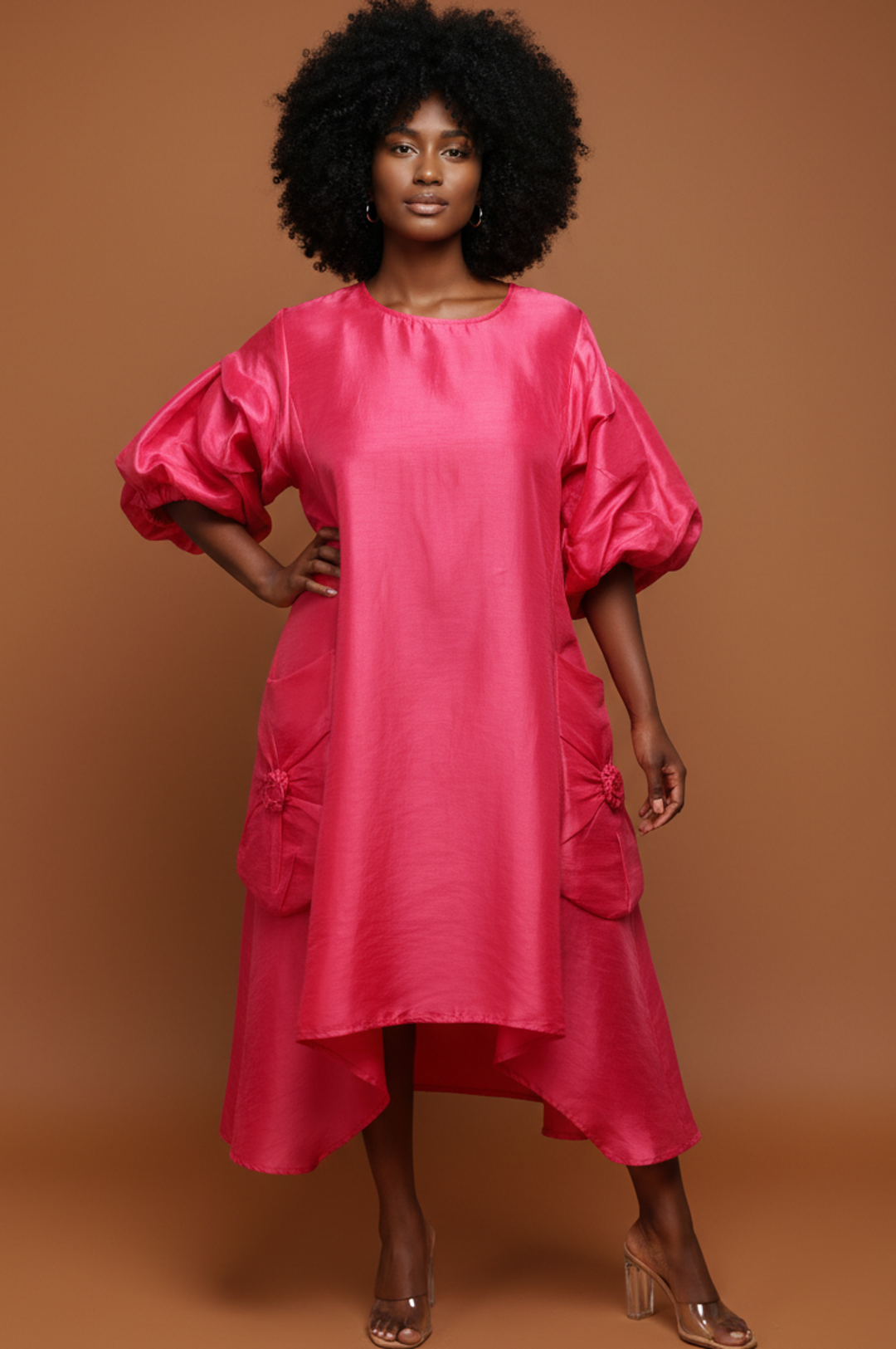 Fuschia Pink Oversize Big Pocket One Size Dress Top